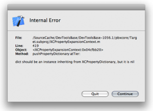 XCode: Internal Error